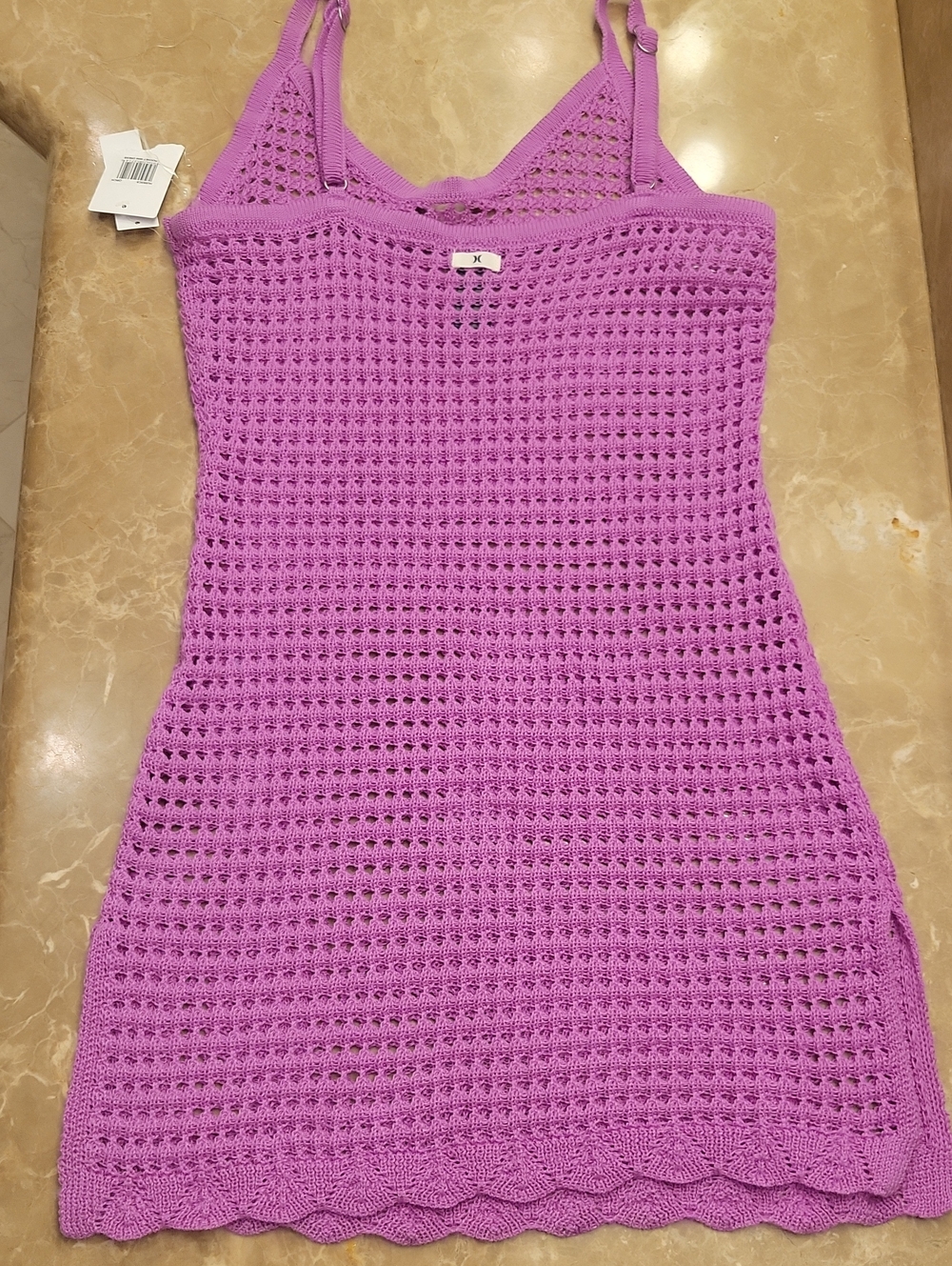 Hurley Crochet Tank Cover-up/Mini Dress in Vibrant Orchid Pink, S - Picture 13 of 16